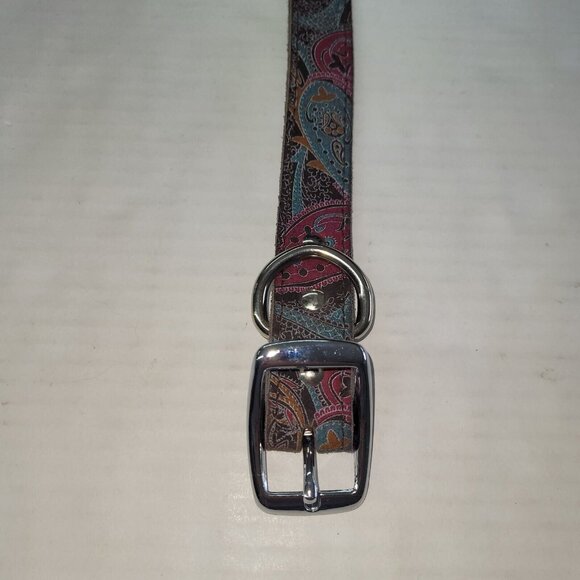 Omni Pet Dog‎ Collar Signature Leather Red Brown Green Paisley 26"(22-23")Buckle - Picture 4 of 10